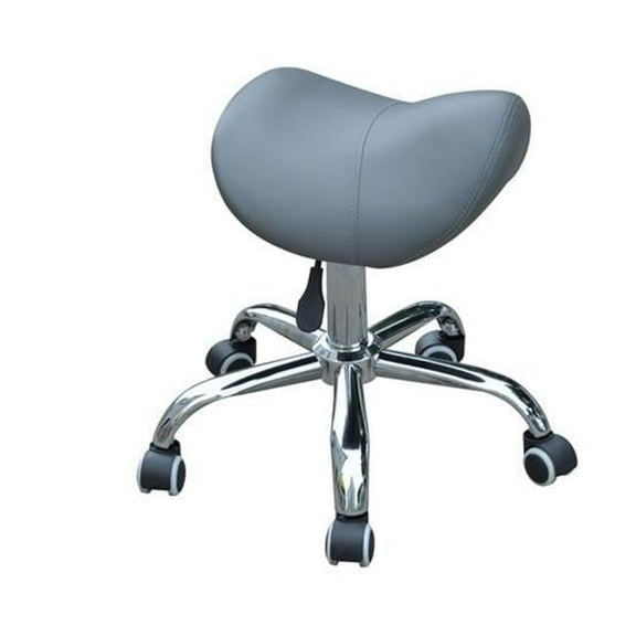 HOMCOM Ergonomic Rolling Saddle Stool PU Leather Hydraulic Spa Stool Height Adjustable Swivel Drafting Medical Salon Chair, Grey