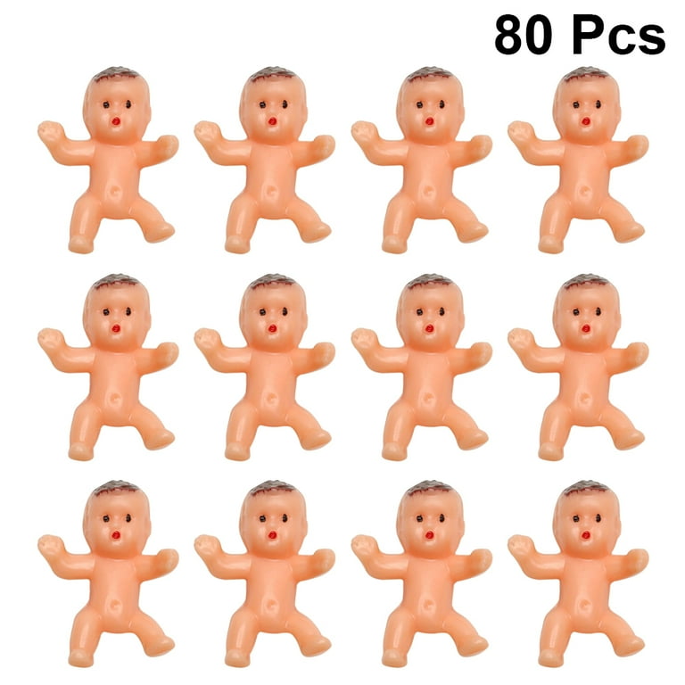 80Pcs Plastic Baby Doll Ornaments Mini Birthday Party Favors