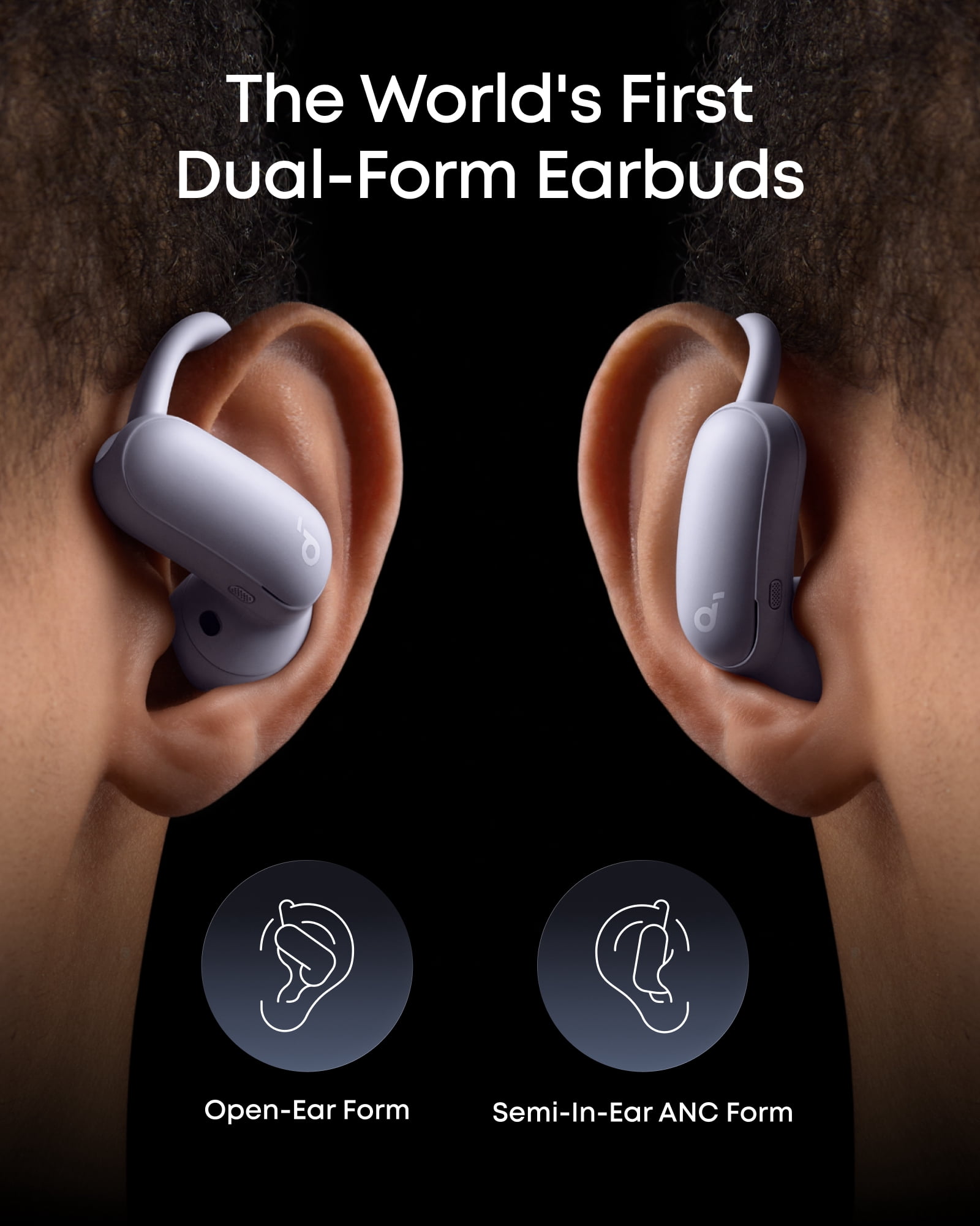 soundcore AeroFit 2 Pro by Anker, Open-Ear with Semi-In-Ear Active Noise Cancellation, Dual-Form Earbuds, Adjustable Ear Hooks, Hi-Res, LDAC, 4-Mic AI Clear Calls, IP55 Water-Proof, Wireless Charging