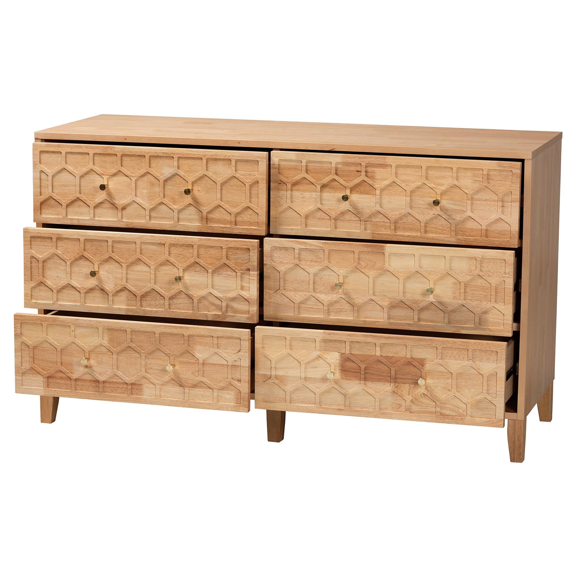 Baxton Studio Hosea Japandi Dresser, 6-Drawer, Natural
