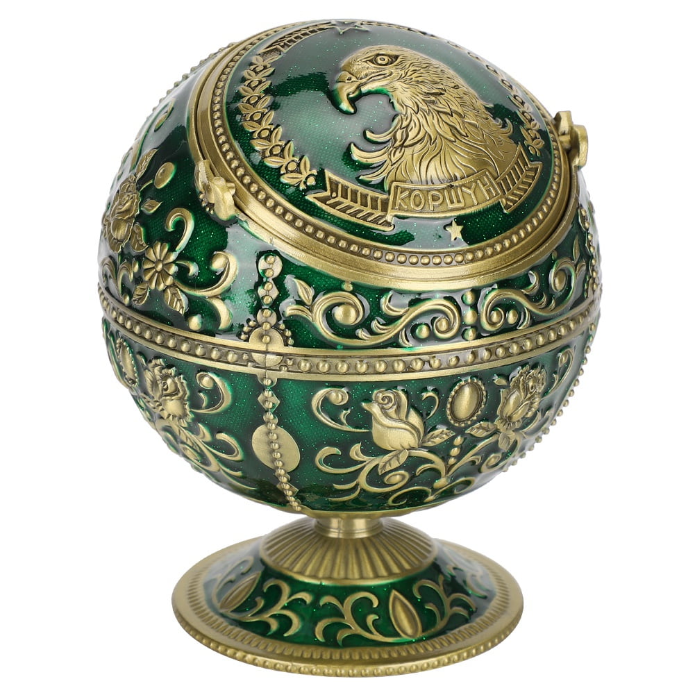 LYUMO Retro Ashtray Globe, Vintage Metal Ashtray,Retro Ashtray W/Lid