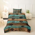 thumbnail image 2 of Homewish Vintage Dog Paws Twin Duvet Cover,Country Farmhouse Lodge Twin Bedding,Green Brown,Reversible,2-Piece,1 Duvet Cover and 1 Pillowcase, 2 of 6