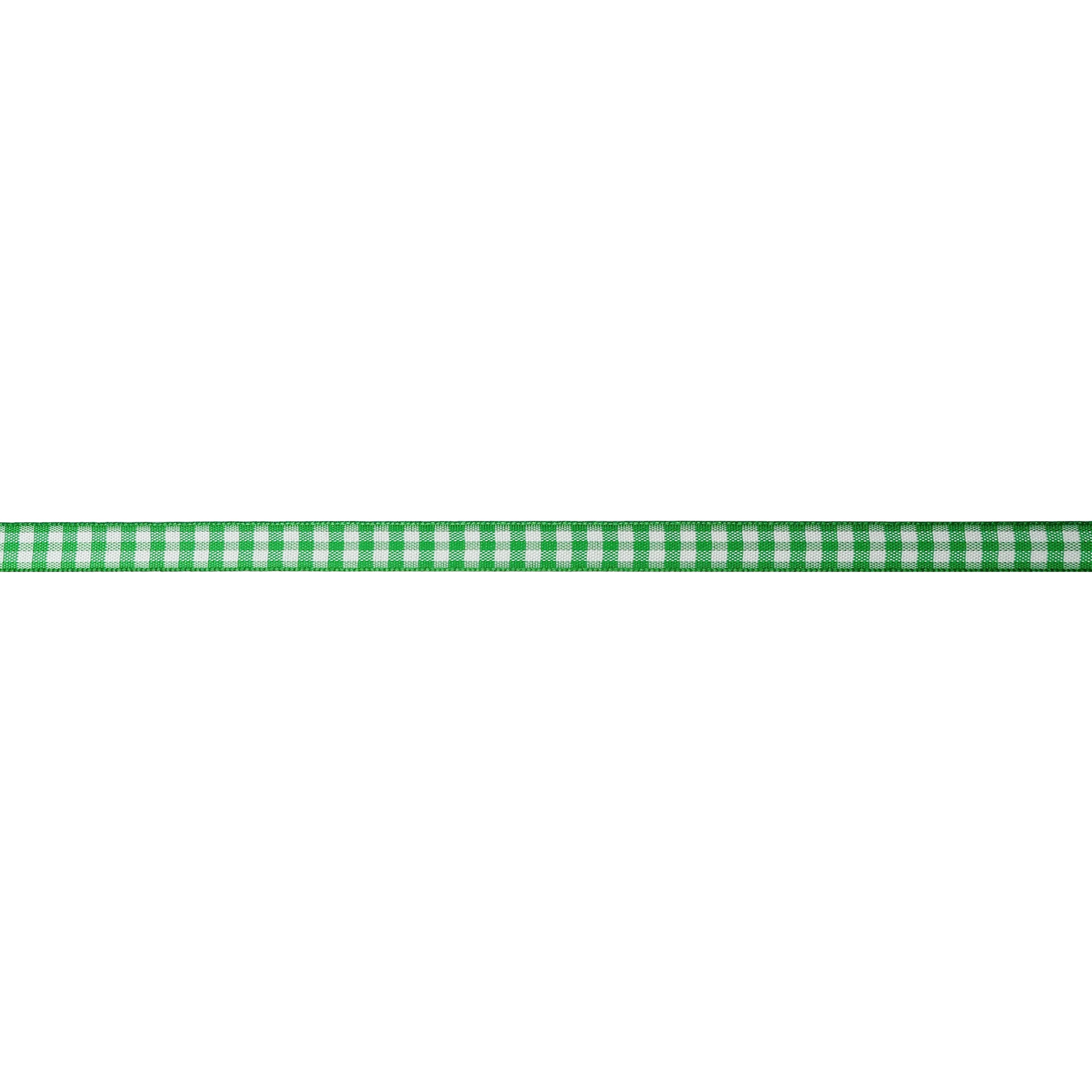 3/8" x 7yd. Green Gingham Ribbon by Celebrate It – Non-Wired Woven Selvage Edge - Ideal for Gift Wrapping - Crafts & Home Decor - 12 Pack