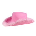 thumbnail image 6 of Jiibva 4Pcs/Set Fluffy Feather Brim Cowboy Hat with Heart Sunglasses Scarf Sequin Dance Dress Set for Women, 6 of 7