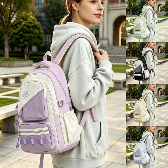 Backpack For School Two Tone Large Capacity Versatile Casual Daypack For Students Travel Work Daily Campus Use