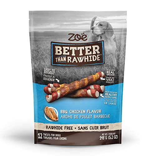 Zoe Better Than Rawhide Twists for Dogs, BBQ Chicken Flavor, 12 Pack (5.2 oz)