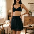 thumbnail image 6 of Lace Trim Half Slip For Women Elastic Waist Side Split Underskirts Summer Casual Sleep Lounge Night Pj Mini Skirts, 6 of 7