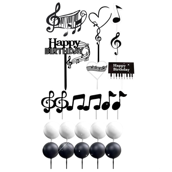 23pcs Music Cake Toppers Birthday Cake Decorations Piano Cupcake Topper Music Notes Balls Cake Decorations For Themed Birthday Party