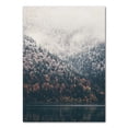 thumbnail image 1 of Paisaje de bosque de nieve nórdica, cartel de ciervos, Animal, lago, barco, hojas de Navidad, montaña, nieve, impresiones, pintura, decoración de imagen natural, 1 of 4