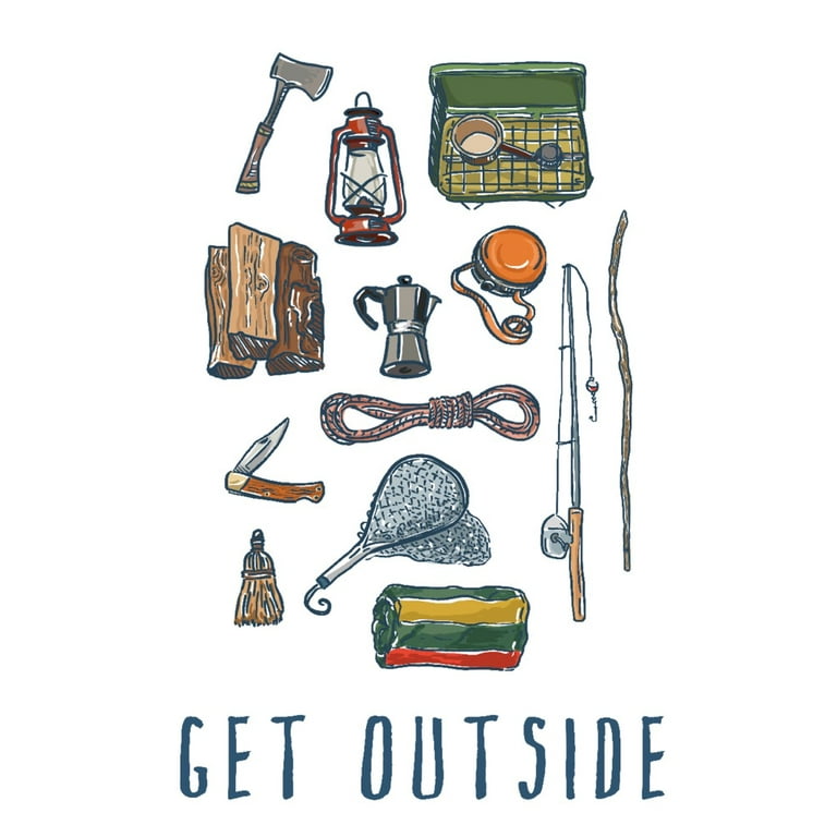 Get Outside, Camping Gear, Icon (12x18 Wall Art Poster, Room Decor