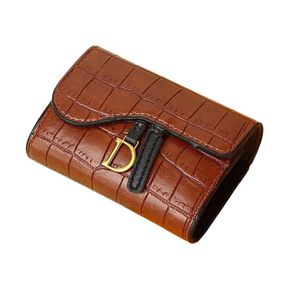 Modstep Women Leather Wallet Button Multiple Card Slots Purses Ladies Work Clutch Bag Students Daily Credit Card Holder Brown