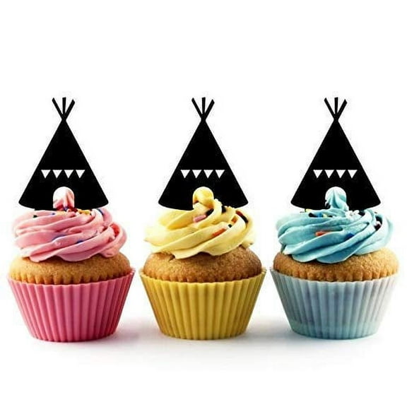 Whimsical Practicality's Teepee-Tent Silhouette Acrylic Cupcake Toppers 12 pcs