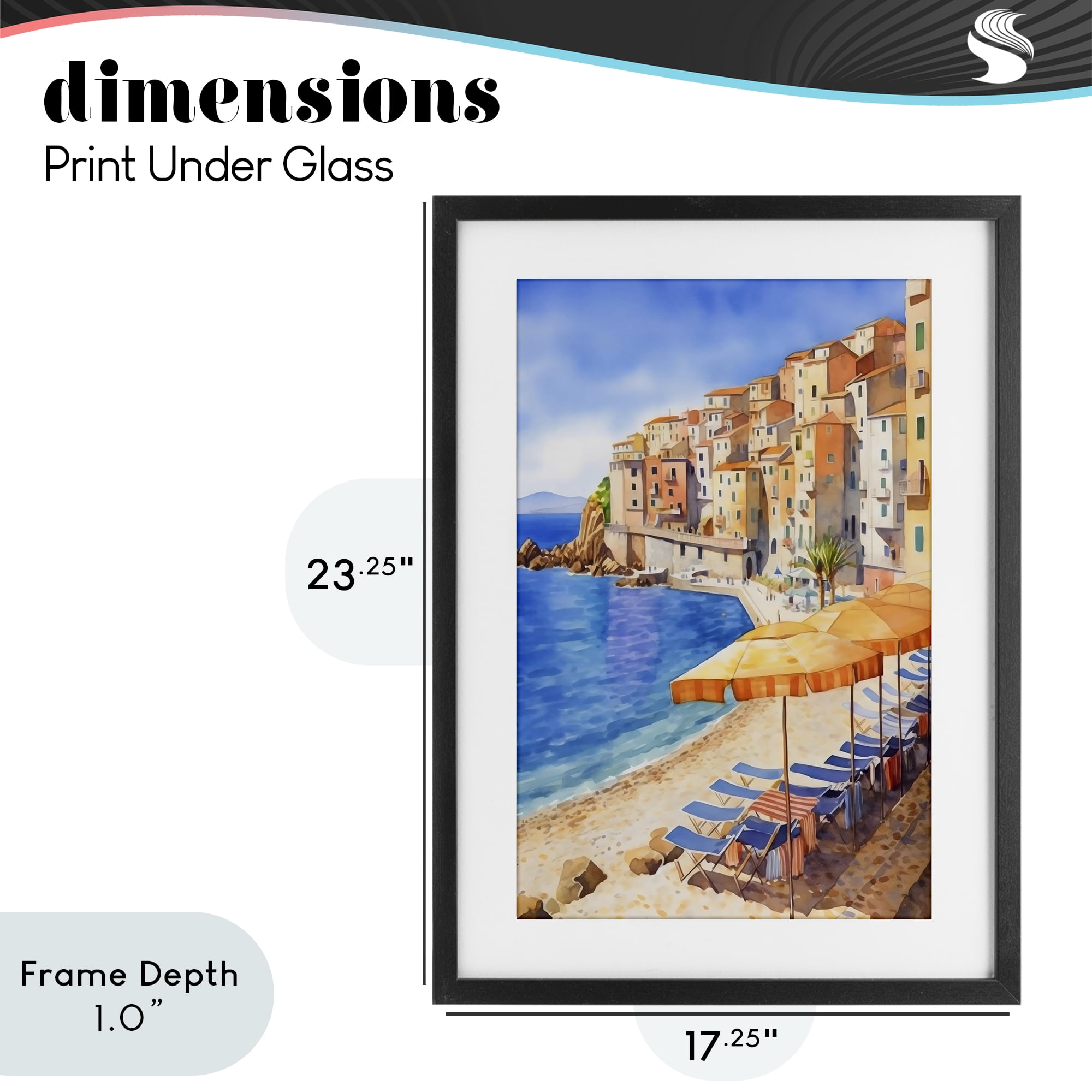 Stupell Industries Beach Lounging on Mediterranean Shore Black Framed Print Under Glass, design by Creative Studio