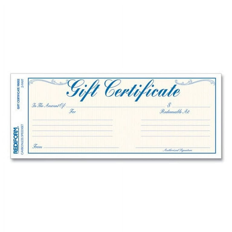 Gift Certificates with Envelopes, 8.5 x 3.67, Blue/Gold with Blue Border, 25/Pack Gift Certificates with Envelopes, 8.5 x 3.67, Blue/Gold with Blue Border, 25/Pack