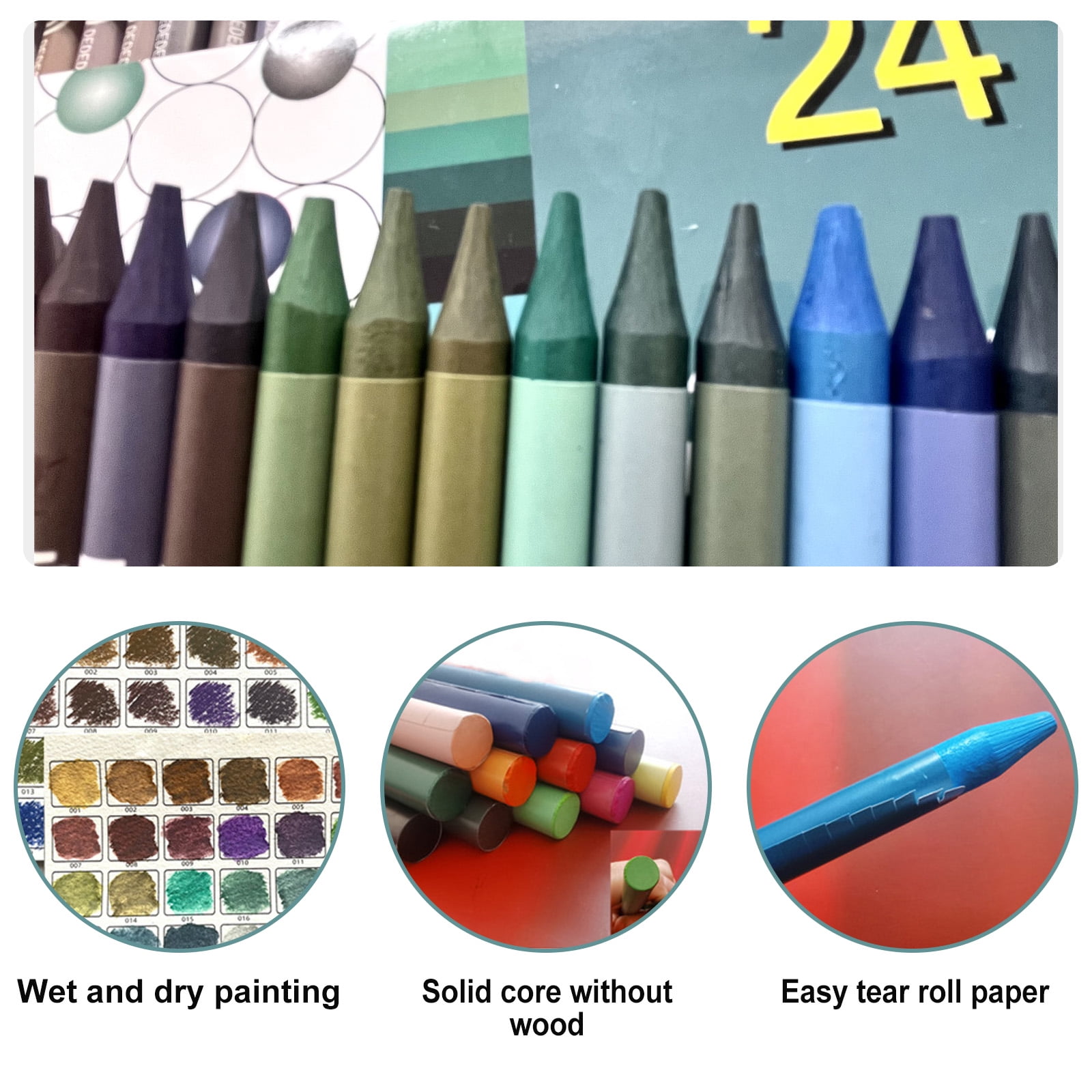 24Pieces Watercolor Pencil for Artist Children Art Painting Woodless Coloring Pencil Water Soluble Colored Pencils