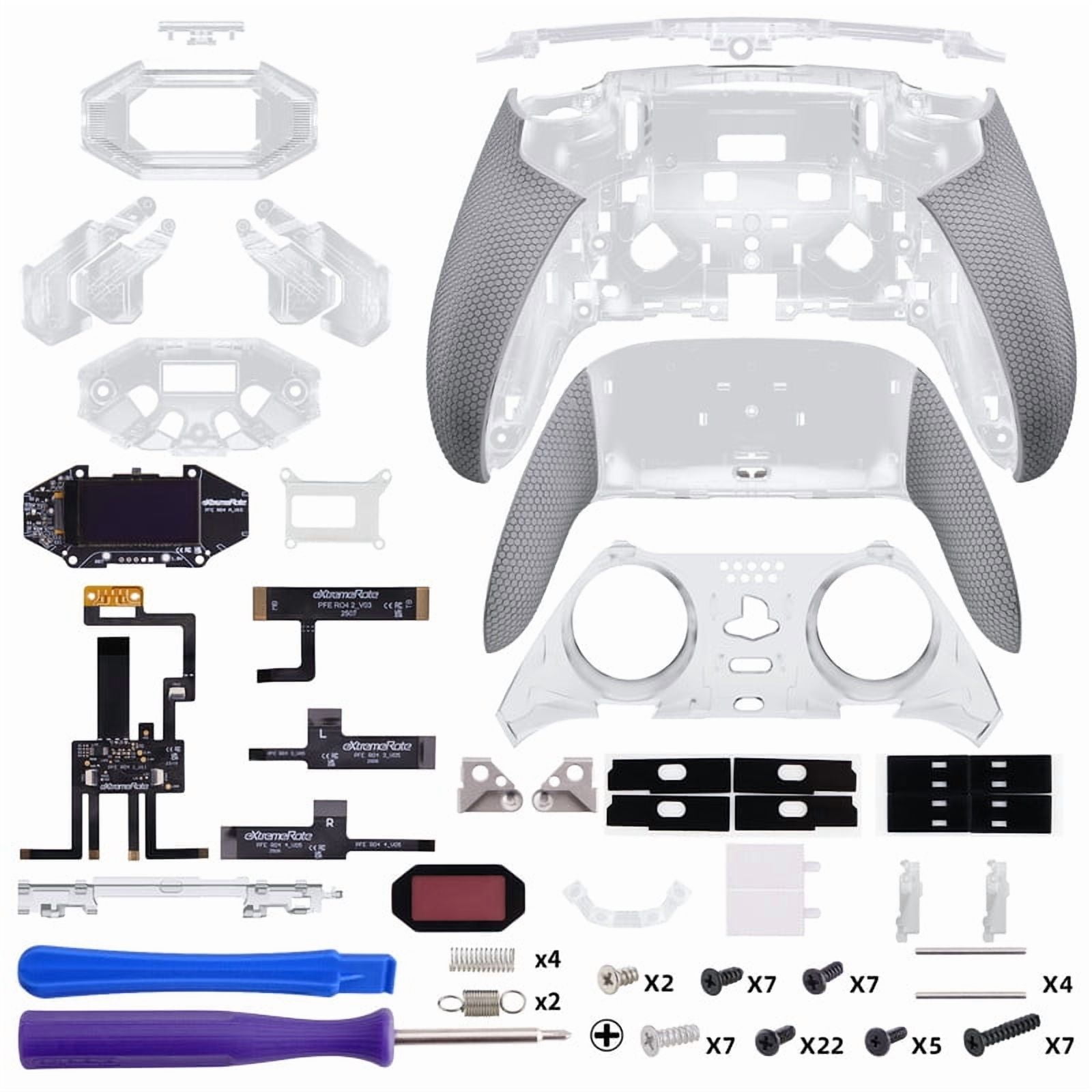 eXtremeRate BEYOND Kit for PS5 Edge - OLED Display Paddles w/ 4 Remappable Buttons & Rubberized Grip (Clear & Gray)