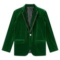 thumbnail image 3 of TiaoBug Kids Boys Velvet Formal Suit Jacket Notch Lapel One Button Blazer Coat for Wedding Party Dark Green 14, 3 of 5