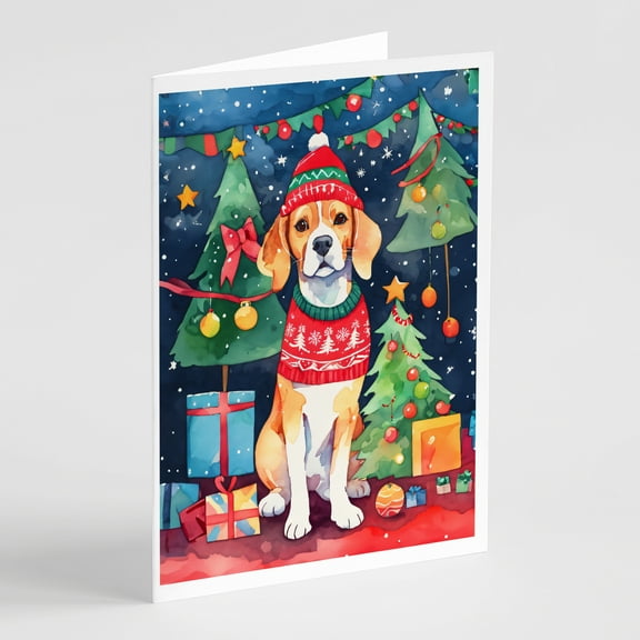Beagle Christmas Greeting Cards Pack of 8 7 in x 5 in