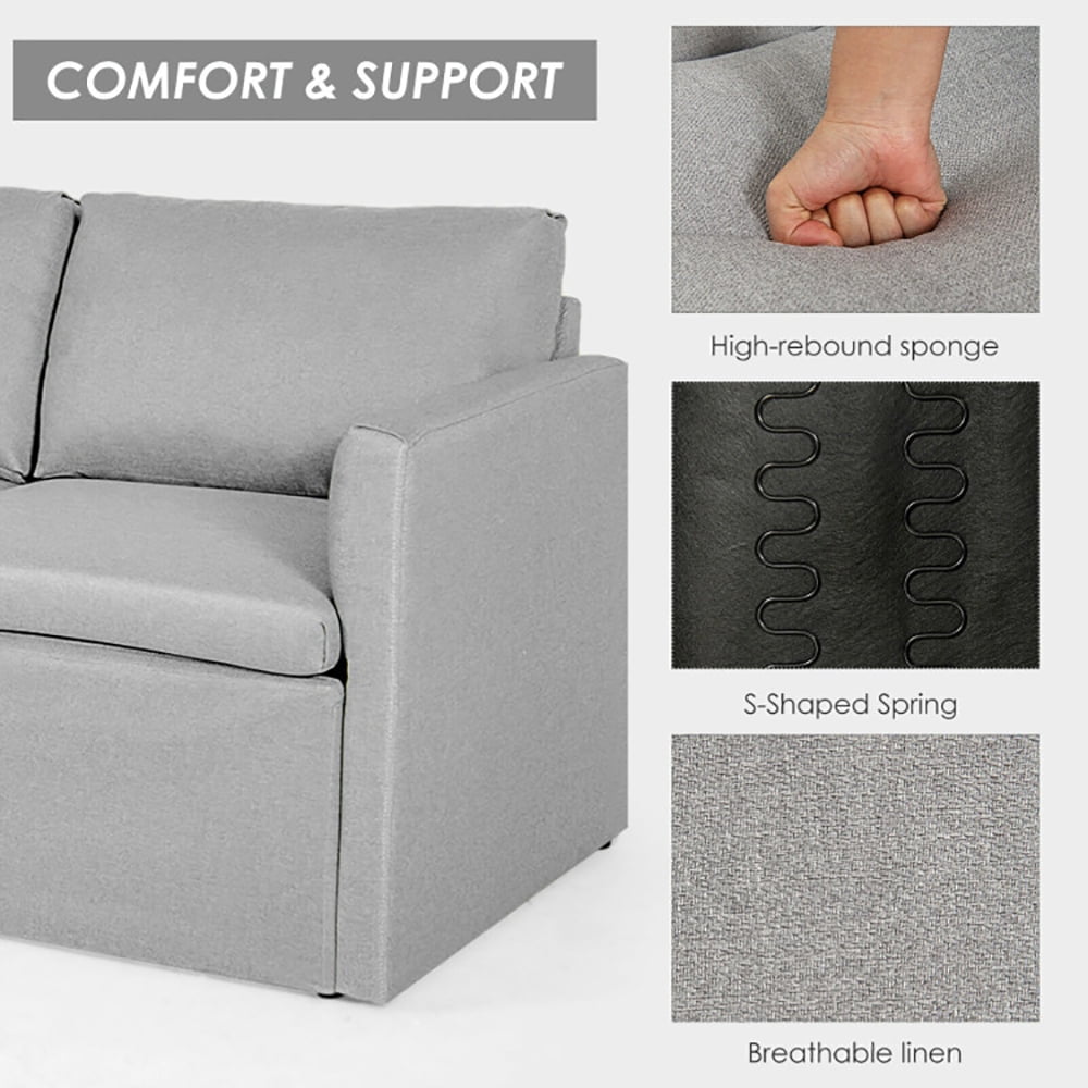 Finihen Convertible Sofa Bed, Modern Convertible Sleeper Couch, Convertible L-Shaped Sectional Sofa Couch with Reversible Chaise, for Living Room, Light Gray Finihen Convertible Sofa Bed, Modern Convertible Sleeper Couch, Convertible L-Shaped Sectional Sofa Couch with Reversible Chaise, for Living Room, Light Gray