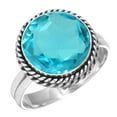 thumbnail image 1 of 925 Sterling Silver Ring For Women - Men Blue Quartz Gemstone Silver Ring Size 7.5 December Birthstone Handmade Silver Ring Size 7.5 Friendship Day Gift For Mom Gemstone 925 Silver Jewelry, 1 of 5