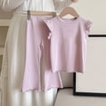thumbnail image 4 of Zpanxa Girls Matching Sets Solid Color Flutter Sleeve Sleeveless Top with Flared Long Pants 2 Piece Set 3 Years, 4 of 6