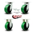 thumbnail image 2 of 8 Inch Heavy Duty Green Poly on Cast Iron Caster Set 2 Swivel Locks 2 Rigid SCC, 2 of 2