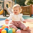 thumbnail image 6 of mgoYE Newborn Baby Girl Clothes Rib Frill Romper Pants Set Infant Girl Fall Winter Outfits with Headband, Cute Baby Clothes, 6 of 9