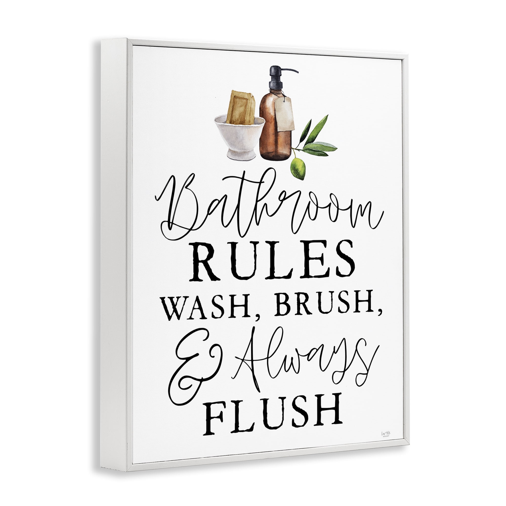 Stupell Industries Wash Brush & Always Flush White Framed Giclee Art, design by Lux + Me Designs
