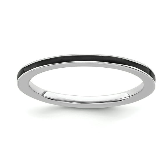 Sterling Silver Black Enameled 1.5mm Ring