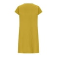 thumbnail image 5 of Clearance Items! Zpanxa Plus Size Dress for Women Fashion Cotton and Linen Crewneck Loose Short Sleeve Solid Mini Dress Maxi Skirt Yellow M, 5 of 8