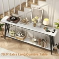 thumbnail image 3 of Homieasy Console Table with Charging Station, 70.9 Inch Extra Long Sofa Table with 2 Tier Storage Shelf, Industrial Hallway Entry Table Behind Couch Table, White, 3 of 7