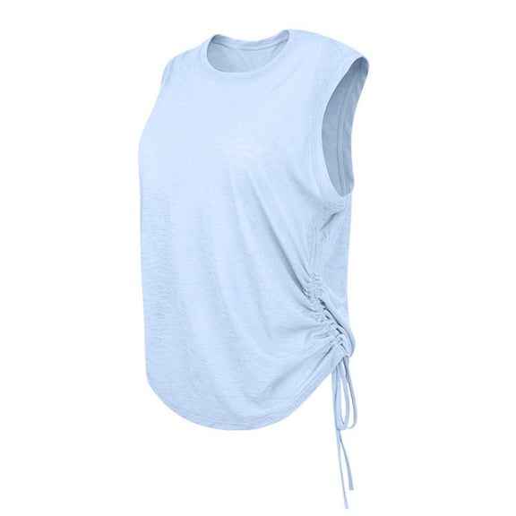 Busydd Tank Tops for Women Comfy Breathable Round Neck Yoga Workout Tops for Women Casual Solid Color Sleeveless Summer Tops M
