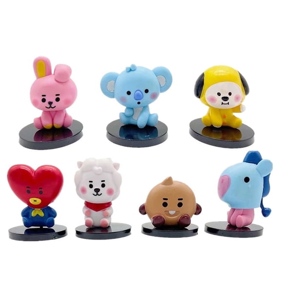 Gprince 7Pcs/Set BTS TinyTAN Mini Figure Bangtan Boys Groups BTS Anime Figurine Toy TOP Group A.R.M.Y Gift Idol Doll PVC Model Ornament Kpop Merchandise