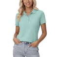 thumbnail image 5 of Women's Polo Shirts Cotton 3-Button Short Sleeve Collared Tops Summer Cool Shirt Uniform Casual Shirts, 5 of 6