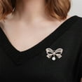 thumbnail image 3 of Eosunjian Women Brooch Faux Pearl Rhinestone Decor Hollow Bow Exquisite Vintage Anti-slip Wear-resistant Coat Collar Hat Scarf Decoration Clothes Pin Garment Jewelry Silver, 3 of 13