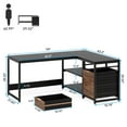 thumbnail image 5 of Tribesigns L-shaped Computer Desk, 59 inch Corner Desk with Drawers and Storage Shelves, Reversible Writing Study Table for Home Office, Black, 5 of 7