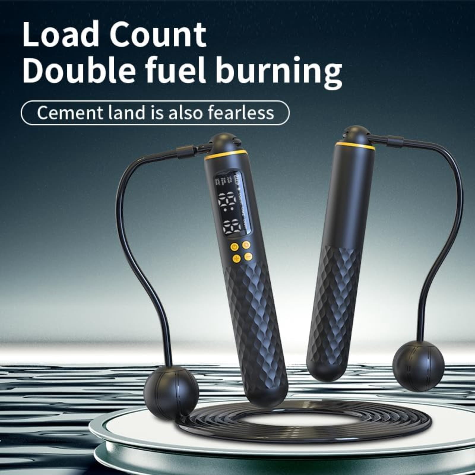Digital Jump Rope with Calorie Counter, Weighted Handles for Men Women Kids, Includes 6 Sweatbands