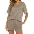thumbnail image 5 of Fantaslook Womens Pajamas V Neck Short Sleeve Top and Shorts Outfits Casual Loungewear with Pockets, 5 of 10