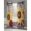 thumbnail image 4 of Sunflowers Sheer Curtains 84 Inch Length 2 Panels Set Window Treatments, Retro Flower Barn Doors Butterfly Farmhouse Brown Rod Pocket Semi Curtains for Living Room/Bedroom/Kitchen, 104"W x 84"L, 4 of 7