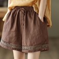 thumbnail image 4 of Linen Shorts For Women，Running Shorts Elastic Waist Shorts Women High Waisted Linen Shorts Women's Board Shorts Gym Shorts Vacation Shorts Comfy Shorts, 4 of 9