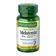 Natures Bounty Melatonin 3mg, 100% Drug Free Sleep Aids for Adults, Supports Relaxation and Sleep, Dietary Supplement, 240 Count