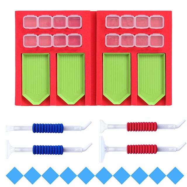 Bandeja de pintura de diamantes Organizador de taladro con punta de esponja Bandeja de almacenamiento de pintura de diamante plegable, Rojo 3 sidaley HA002933-08