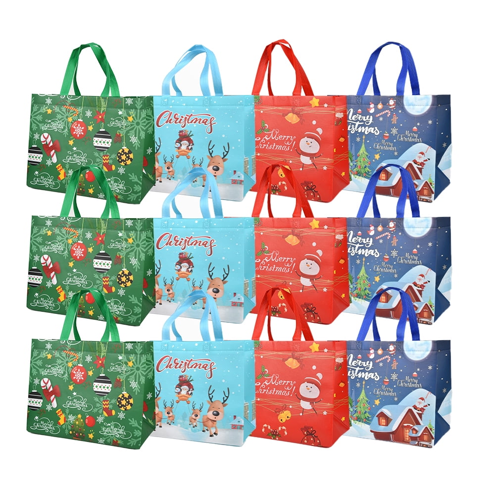 Husfou 12 Pack Christmas Gift Bags Large Christmas Tote Bags with ...