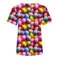 thumbnail image 4 of Daisyyozoid Chandail de Pâques Drôle pour Femmes, Imprimé d'Oeufs Colorés, Blouse Décontractée et Amusante à Manches Courtes, 4 of 5