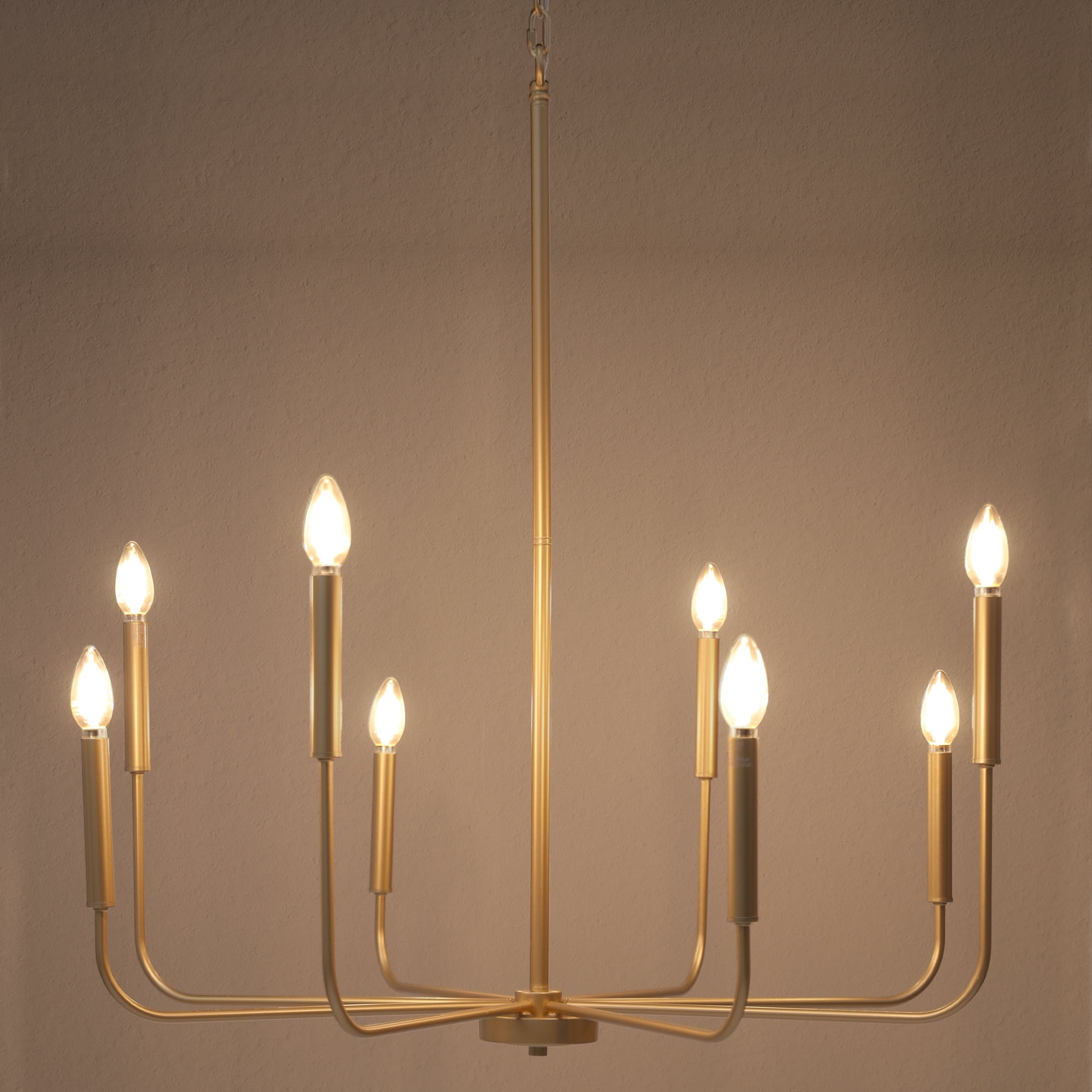 LNC Modern 8-Light Gold Chandelier withslim Arms, 32-Inch Largestatement Light for Dining Room