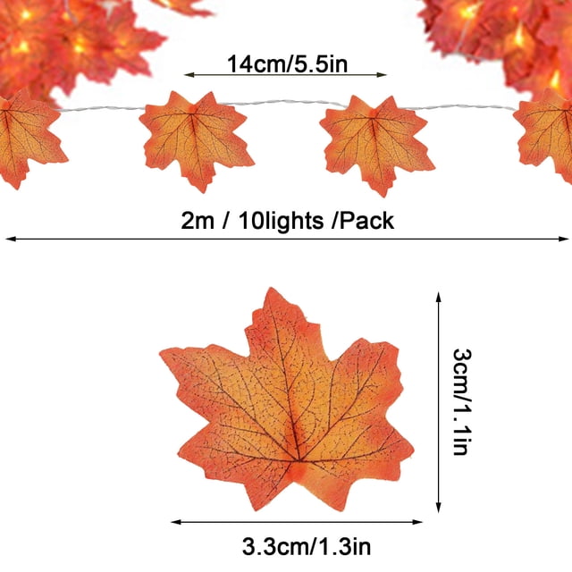 Dvkptbk Maple Leaves String Light, Fall Garland Lights, Waterproof Battery Operated Maple Leaf LED String Light with 2 Modes for Home Indoor Outdoor Garden Party Decor Thanksgiving Christmas