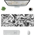 thumbnail image 3 of Black White Ink Liquid Waves Gaming Mouse Pad Large Mousepad Office XL Extended Desk Mat Non-Slip Rubber Base for Office Home 31.5x11.8 Inch, 3 of 6