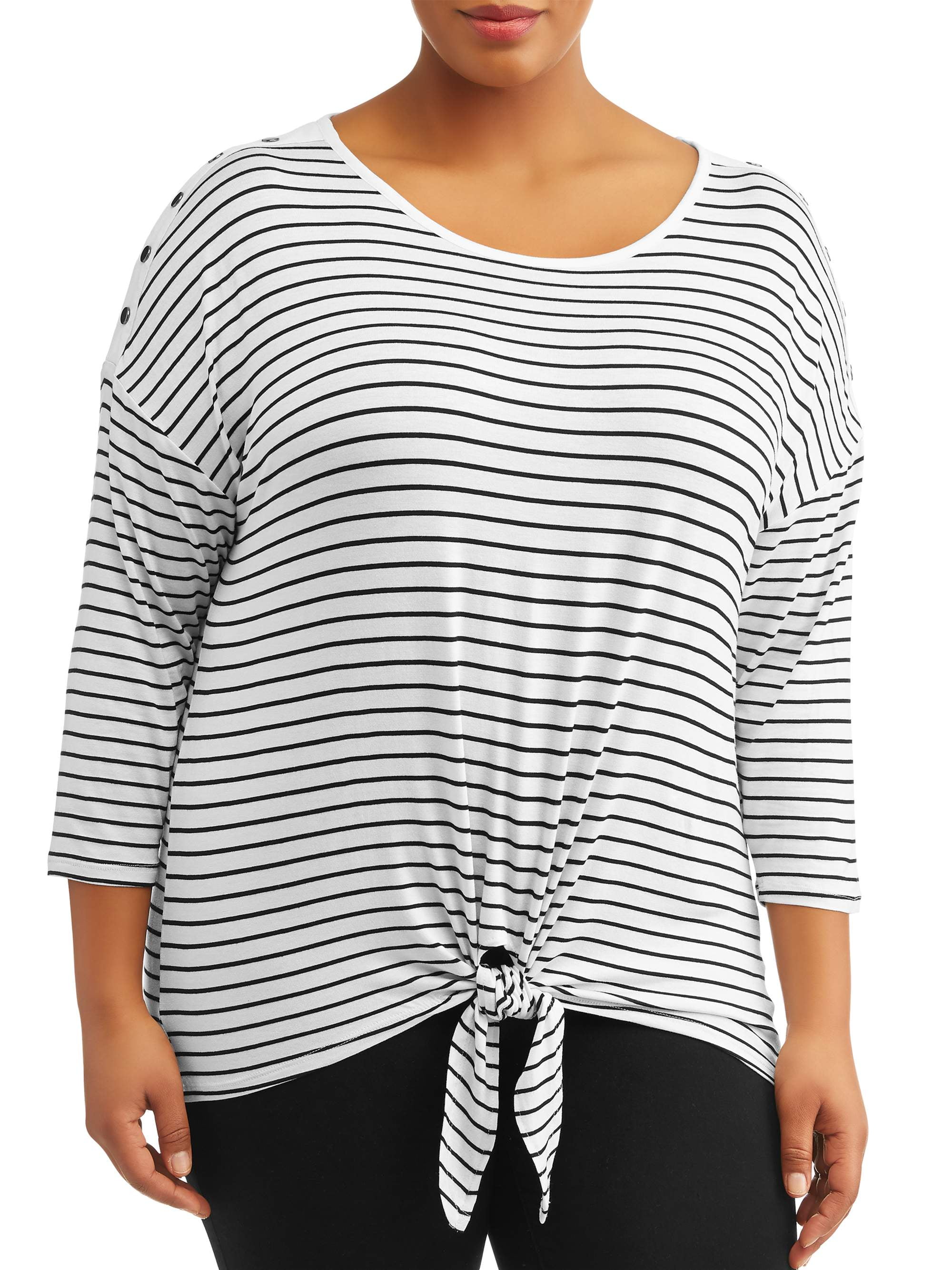 French Laundry - French Laundry Women's Plus Size 3/4 Sleeve Scoop Neck ...