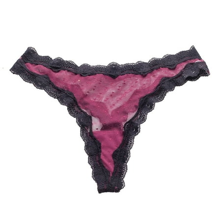 

TAIAOJING Women Seamless Brief Lace Thong Sheer Mesh Paneling Contrast Color Wavy Edge Plus Size Panties Women s Underwear