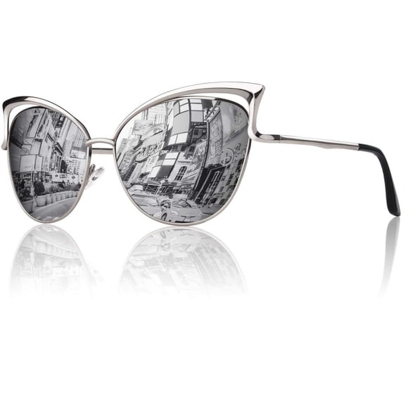 GQUEEN Gafas de Sol Sobredimensionadas Polarizadas con Montura Metálica Ojo de Gato